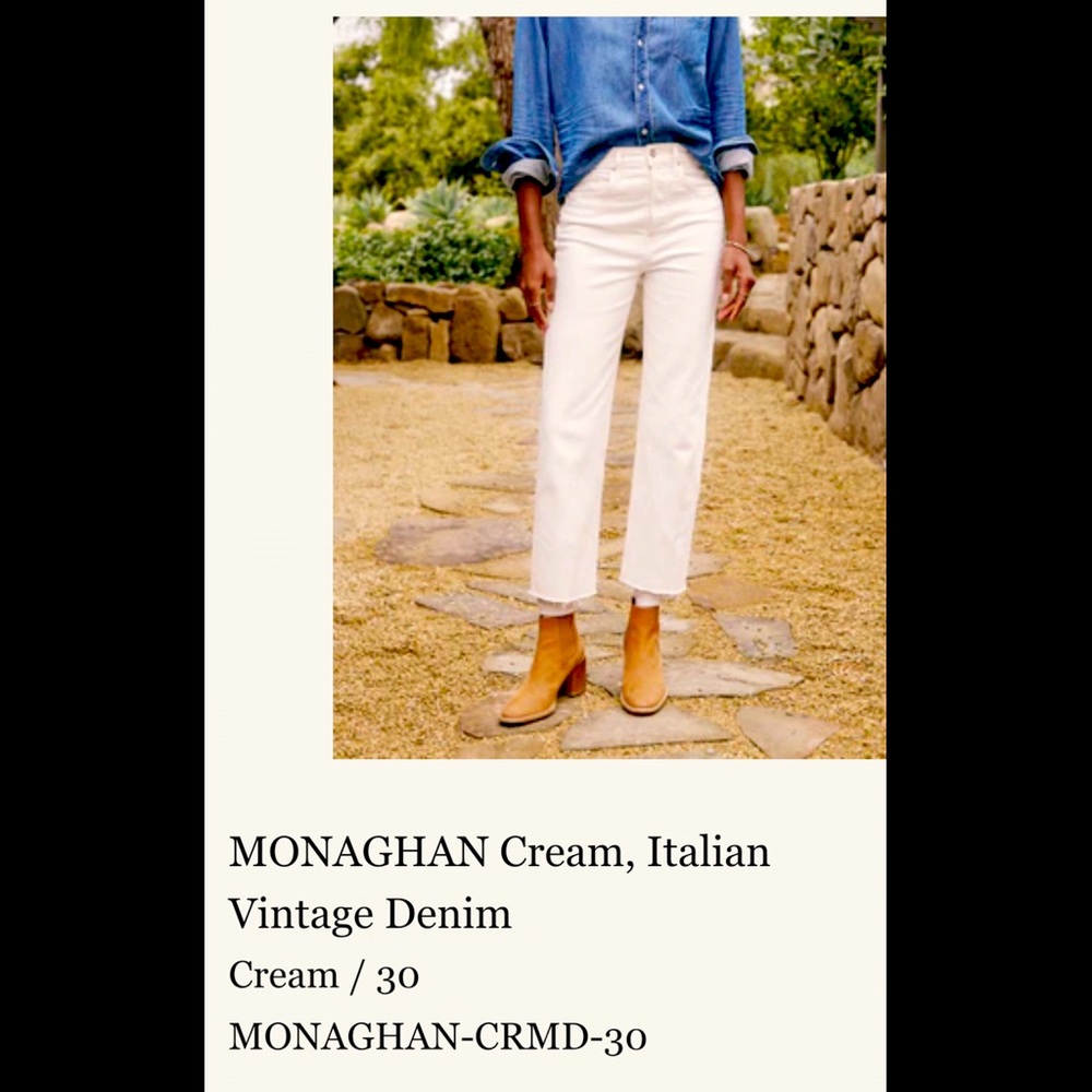 Frank & Eileen Cream Ankle Crop Jeans